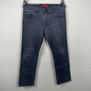 HUGO Hugo Boss Straight Leg Jeans Button Fly Washed Black Faded Look Sz 33